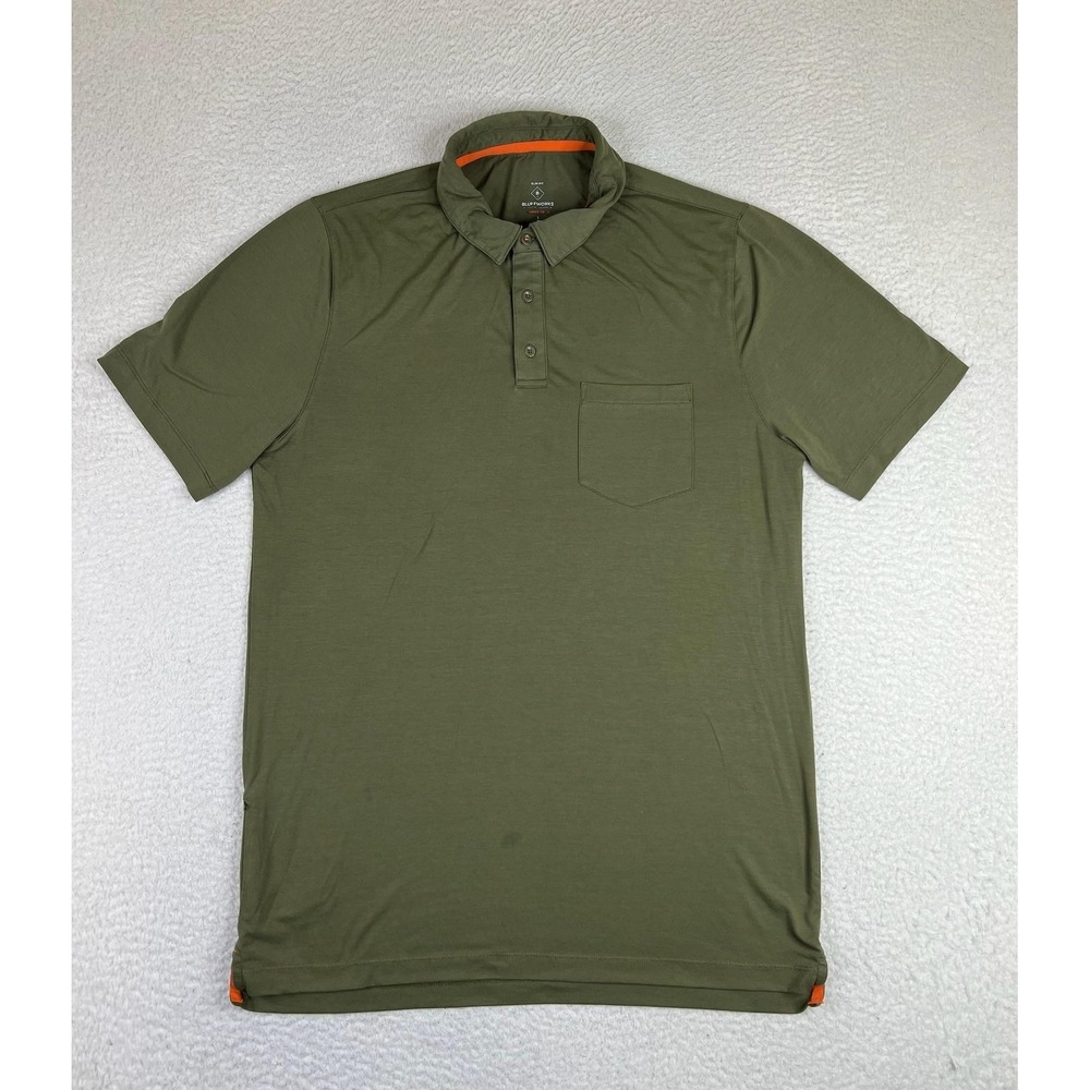 Bluffworks Threshold Polo Shirt Mens LT Green Solid Slim Fit Pocket Stretch